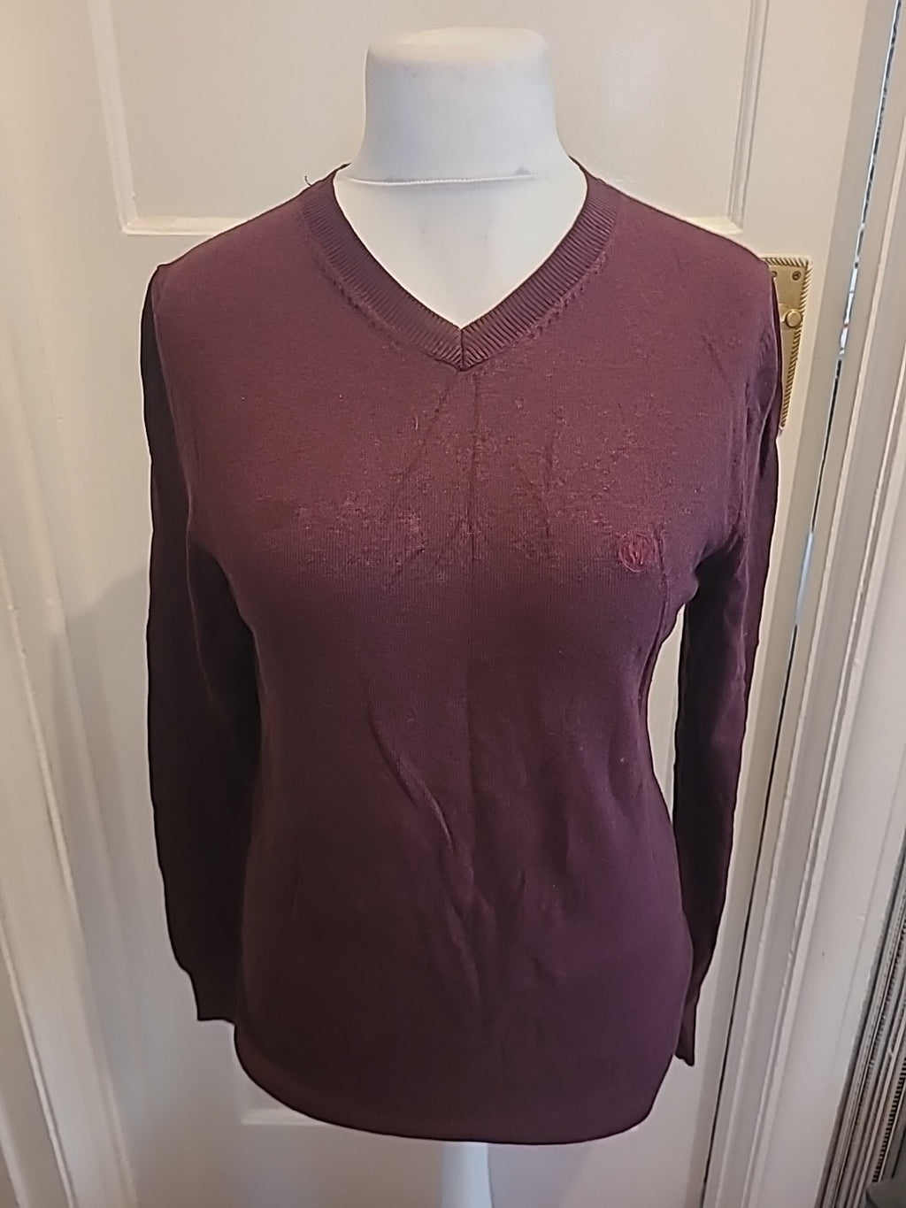 Mens Fat Face Size Small Burgundy Long Sleeved Pullover Jumper