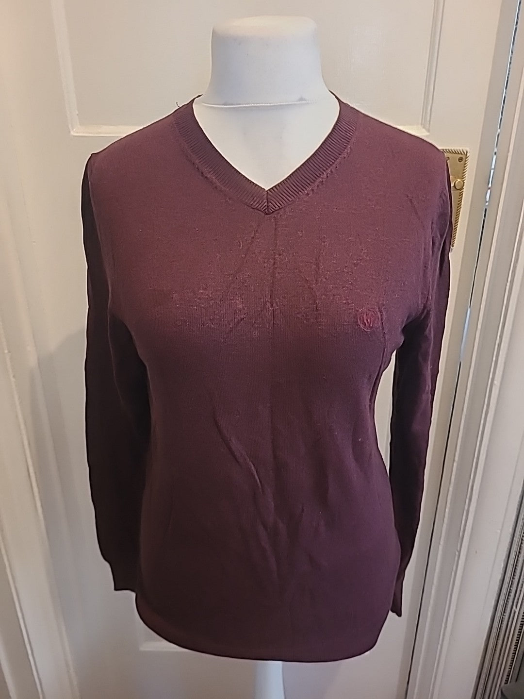 Mens Fat Face Size Small Burgundy Long Sleeved Pullover Jumper