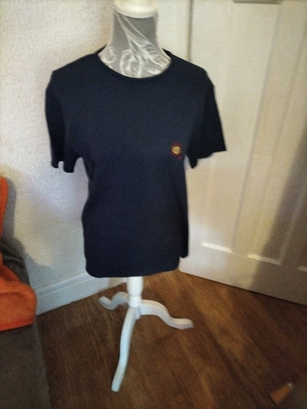 Ladies Large Navy Short Sleeve Blouse