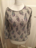 Ladies Miss Selfridge Size 8 Grey Green Purple Floral Long Sleeve Blouse