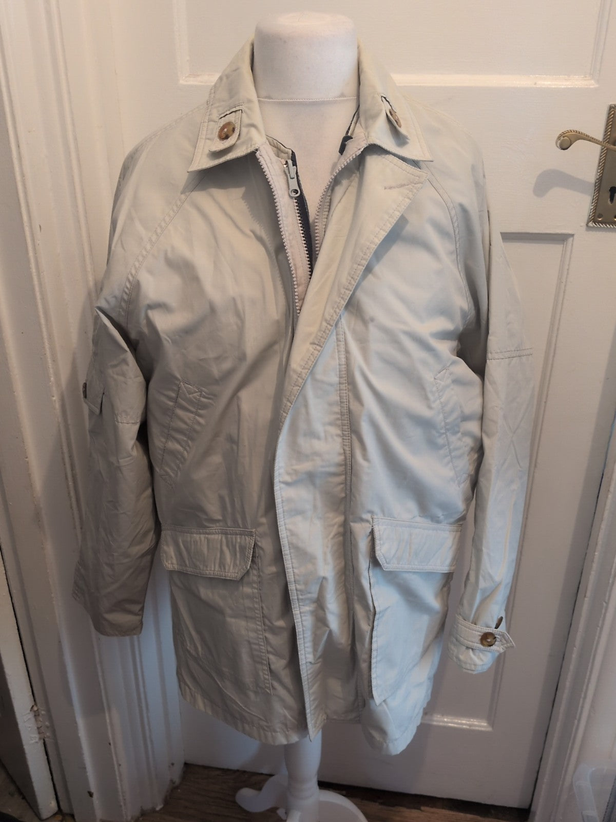 St Michael Medium Cream With Tartan Lining Bomber Jacket