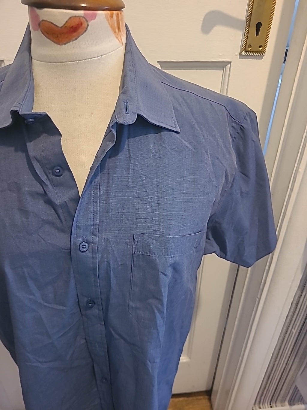 Mens Thomas Nash Size 16" Petrol Blue Easy Care Short Sleeved Shirt