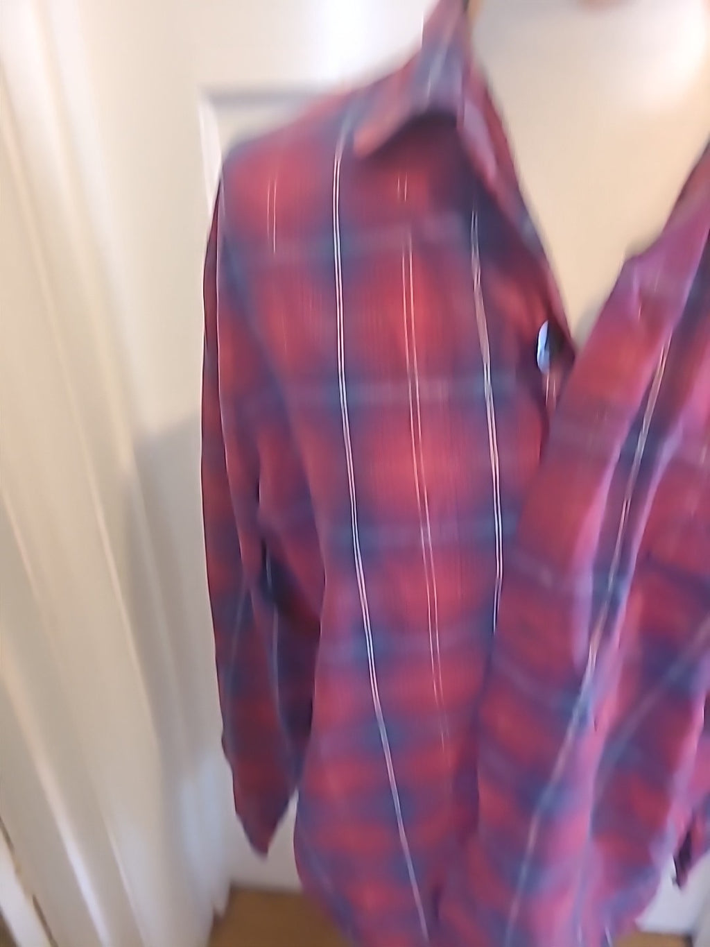 Mens Primark Size Medium Purple Check Long Sleeved Shirt