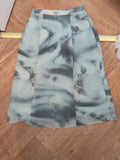 Gold 12 Turquoise Floral Lined Skirt Midi