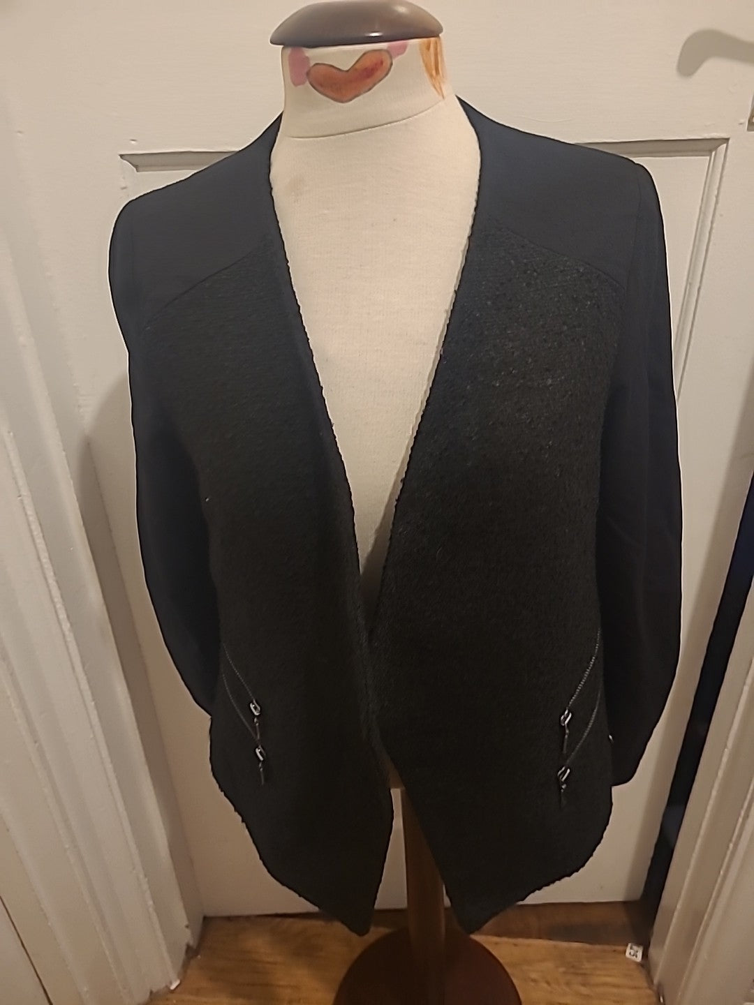 Ladies Miss Captain Trend Size 40T Black Lined Blazer Jacket