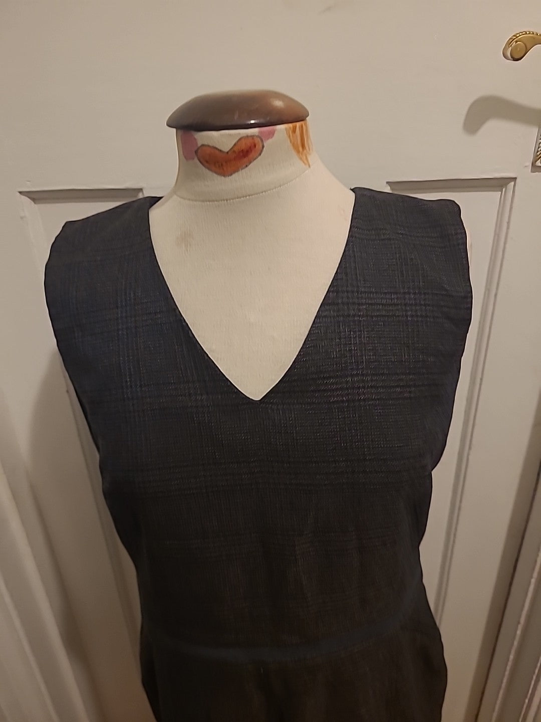 Ladies Tu Size 14 Grey/Brown/Navy Check Sleeveless Dress
