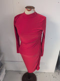 Brand New Prettylittlething 14 Red Long Pencil Dress Long Sleeve