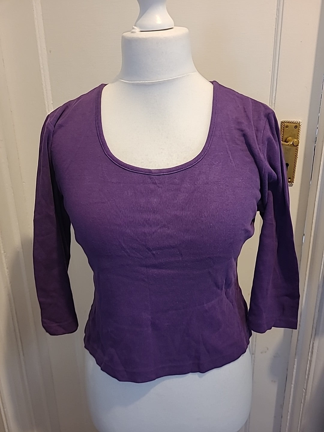 Ladies Nouveau Edition Size Medium Purple 3/4 Sleeved Tshirt