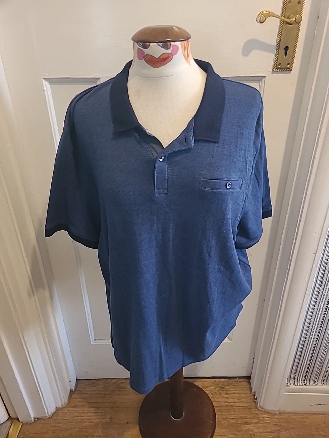 Mens TU Size XL Pure Cotton Navy Short Sleeved Polo