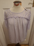 Brand New Ladies George Size 10 Lilac Lace Detailed Short Sleeved Tshirt