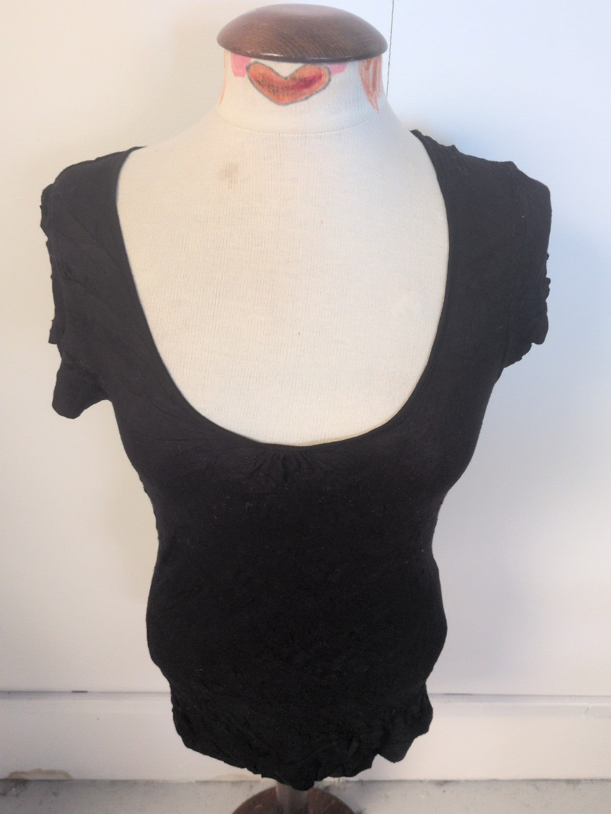 Ladies Primark Size 8-10 Black Short Sleeve Pyjama Top