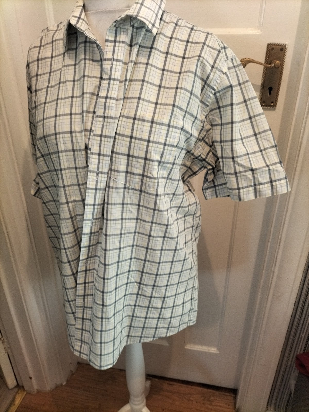 Mens Kingston Size XL Yellow/White/Grey Check Short Sleeved Shirt