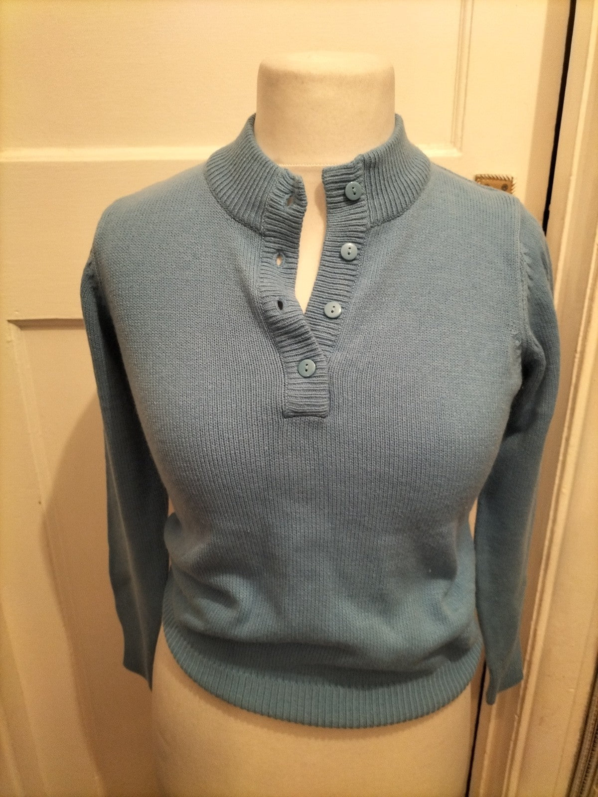 Ladies Damart Size 8 Blue Jumper Collared