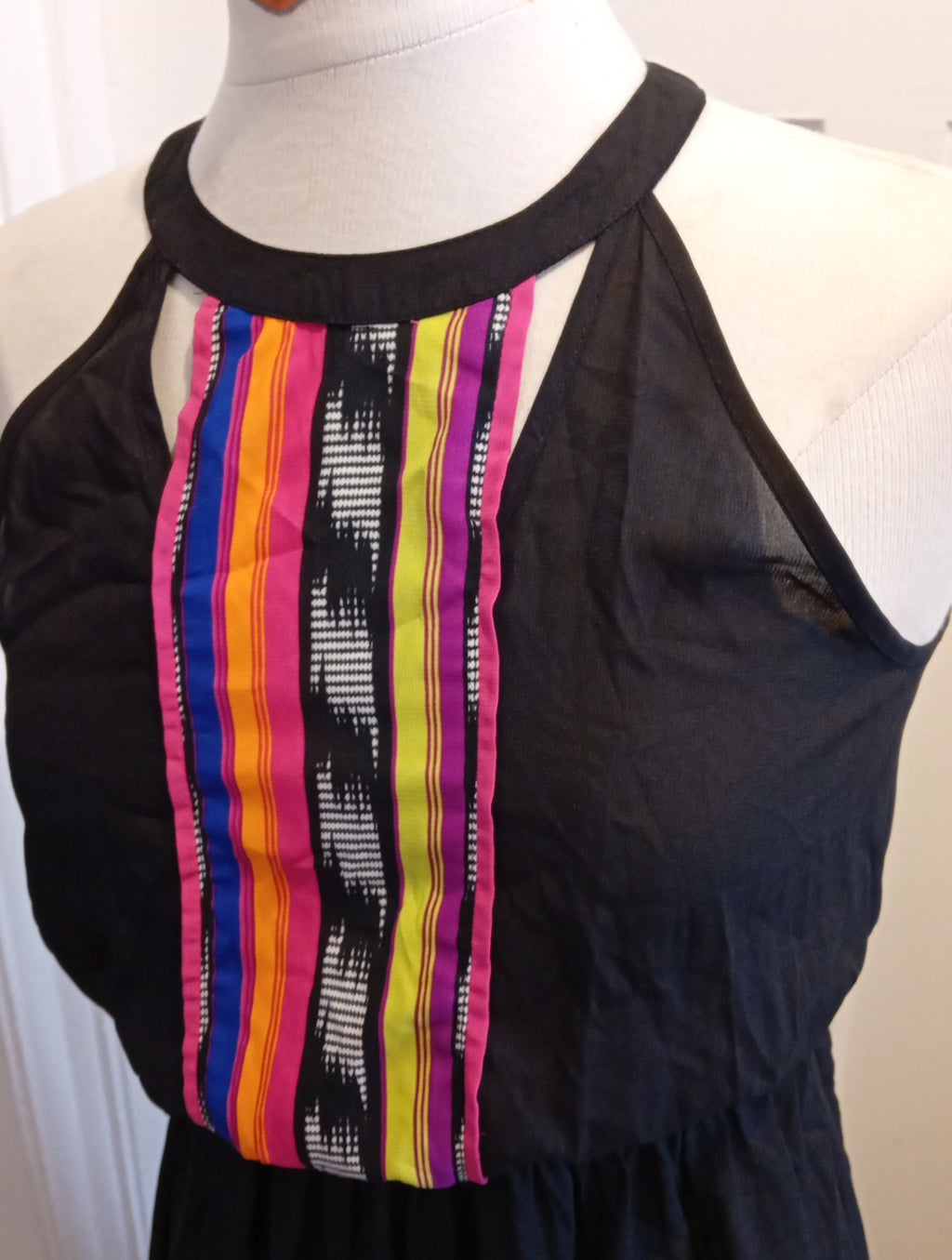 Brand New Ladies Papaya Size Small Multi Chest Black Long Length Dress