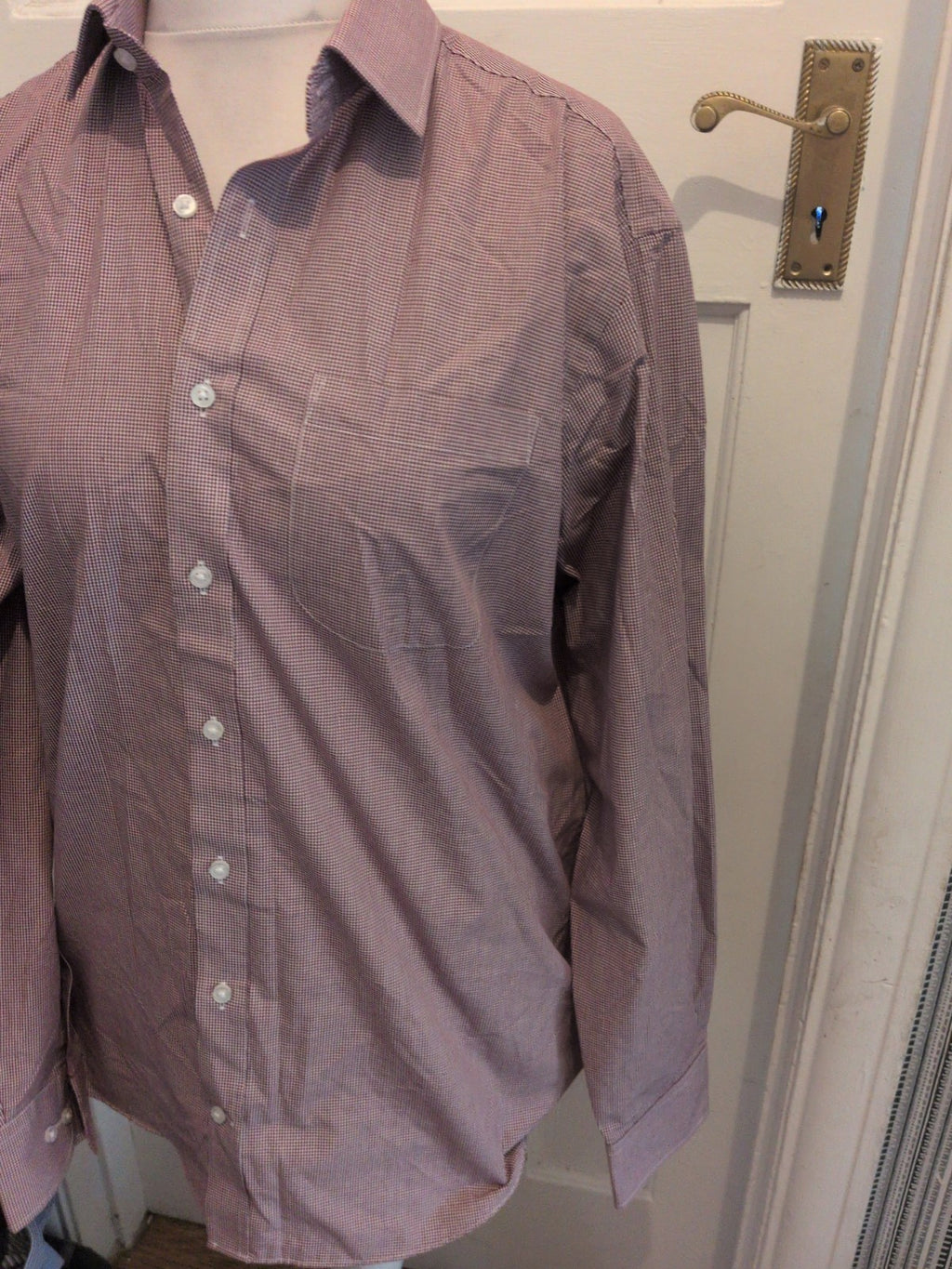 M&S Collection 16 Regular Fit Dark Purple Check Long Sleeve Shirt