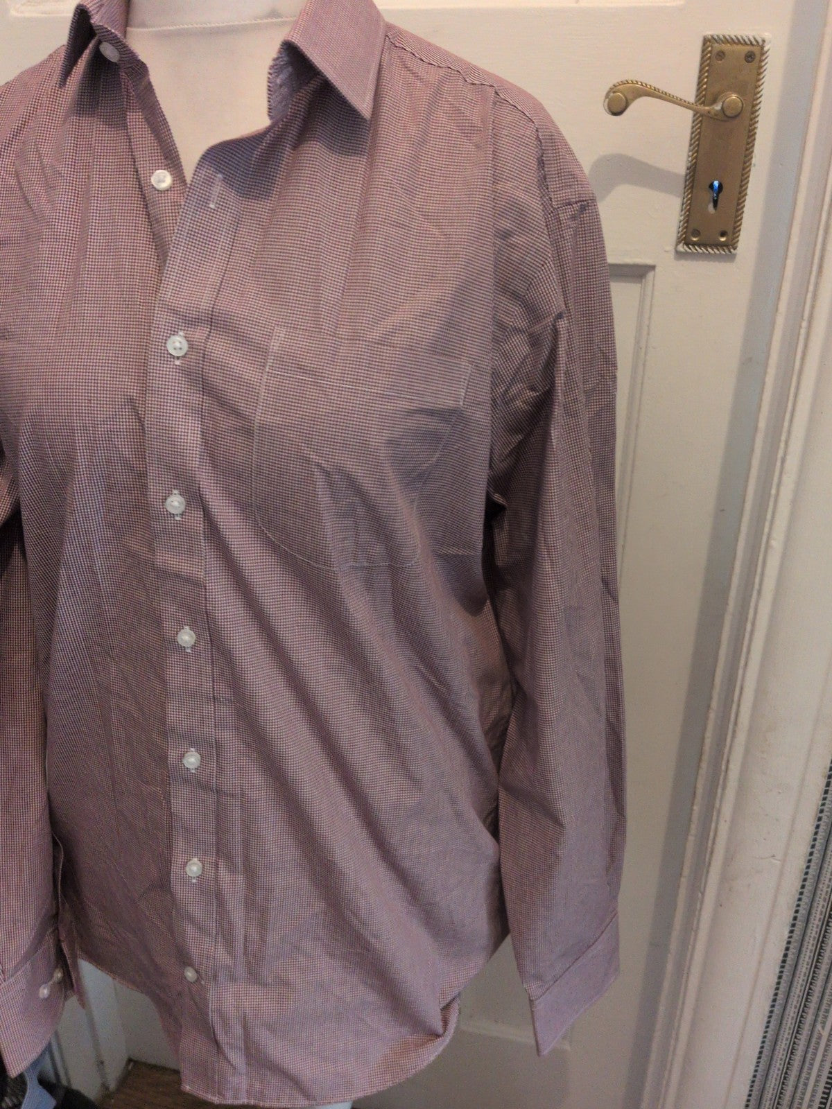 M&S Collection 16 Regular Fit Dark Purple Check Long Sleeve Shirt