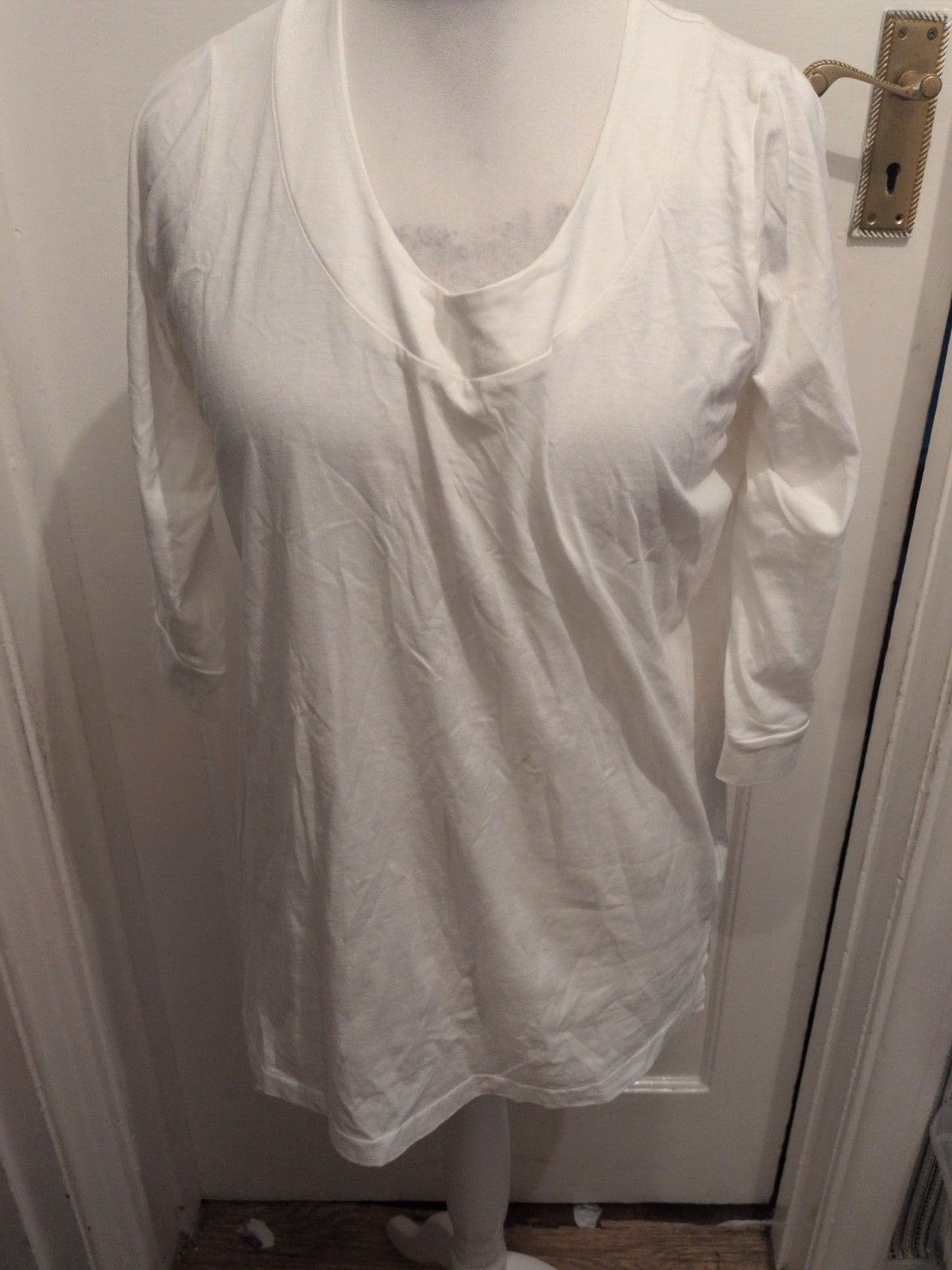 Yours 18 White 3/4 Sleeve Round Neck Blouse