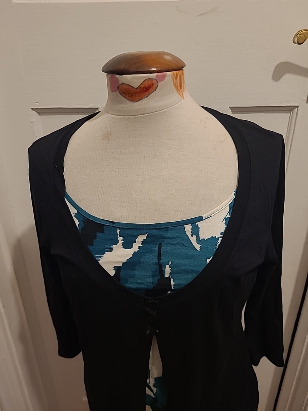 Ladies Marks And Spencer Size 10 Green Black 2 In 1 Blouse
