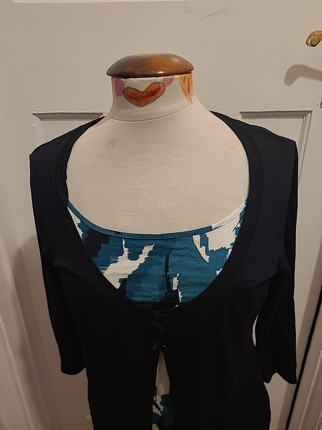 Ladies Marks And Spencer Size 10 Green Black 2 In 1 Blouse