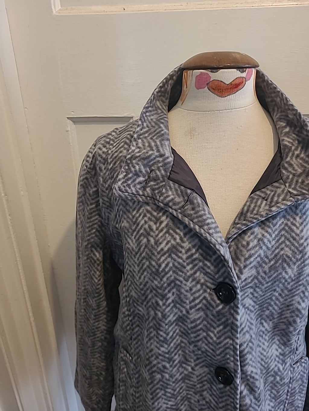 Ladies Anne De Lançay Coat Size Med Grey/white