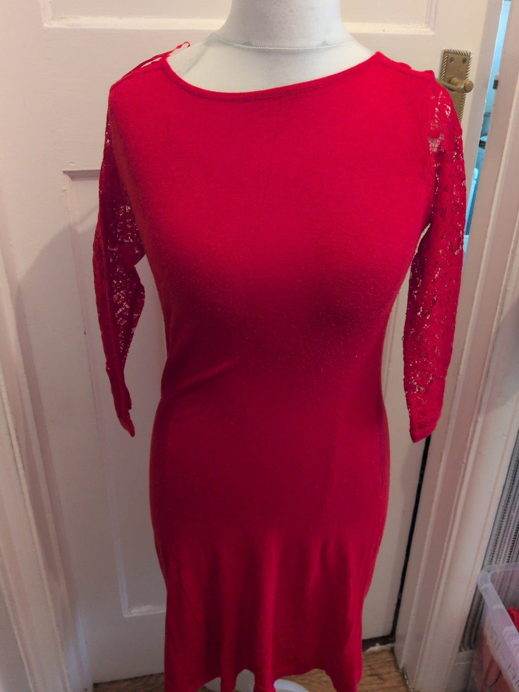 F&F 10 Red Lace Sleeves Dress
