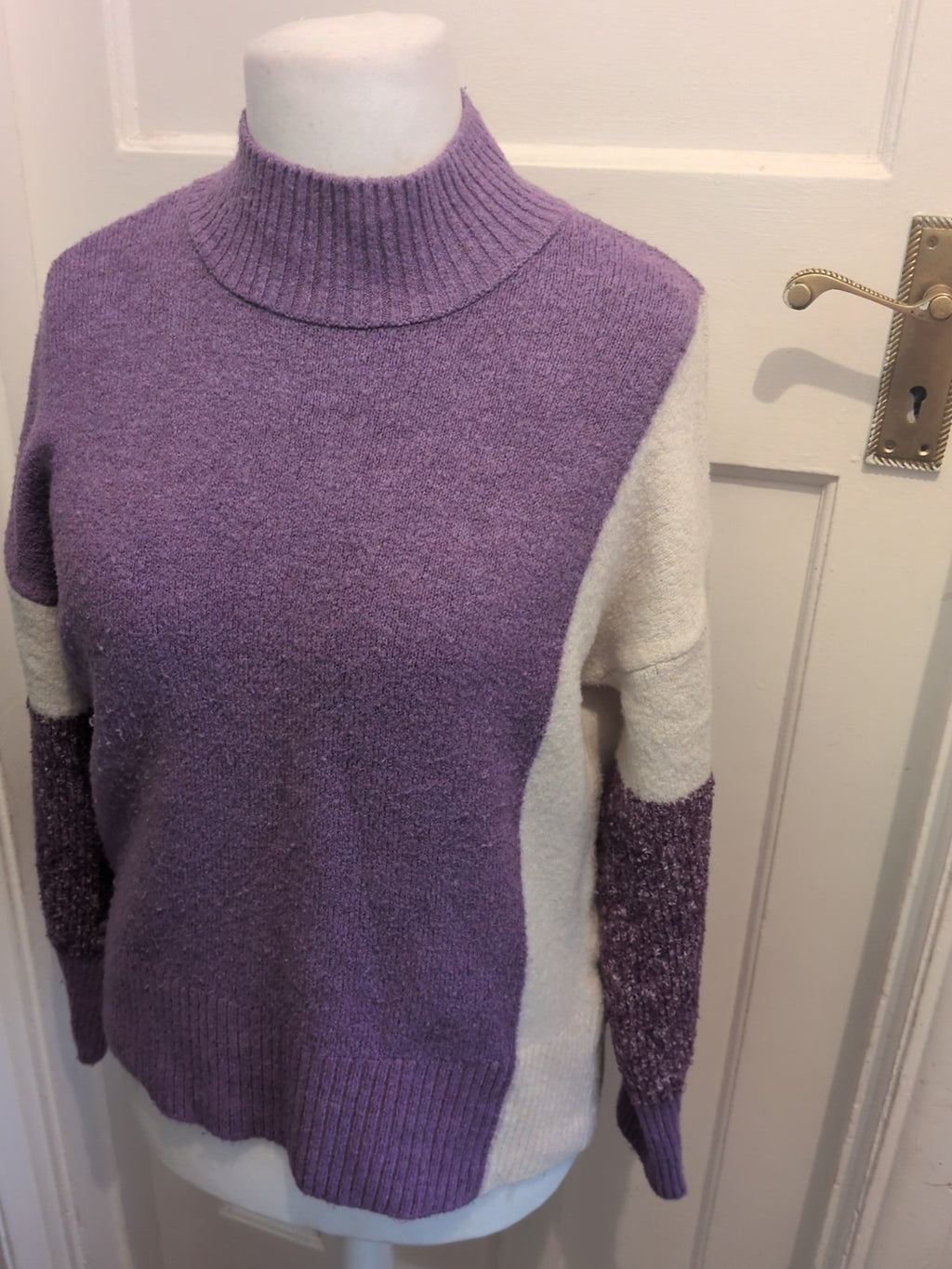 Next Medium Purple And White High Neck Jumper