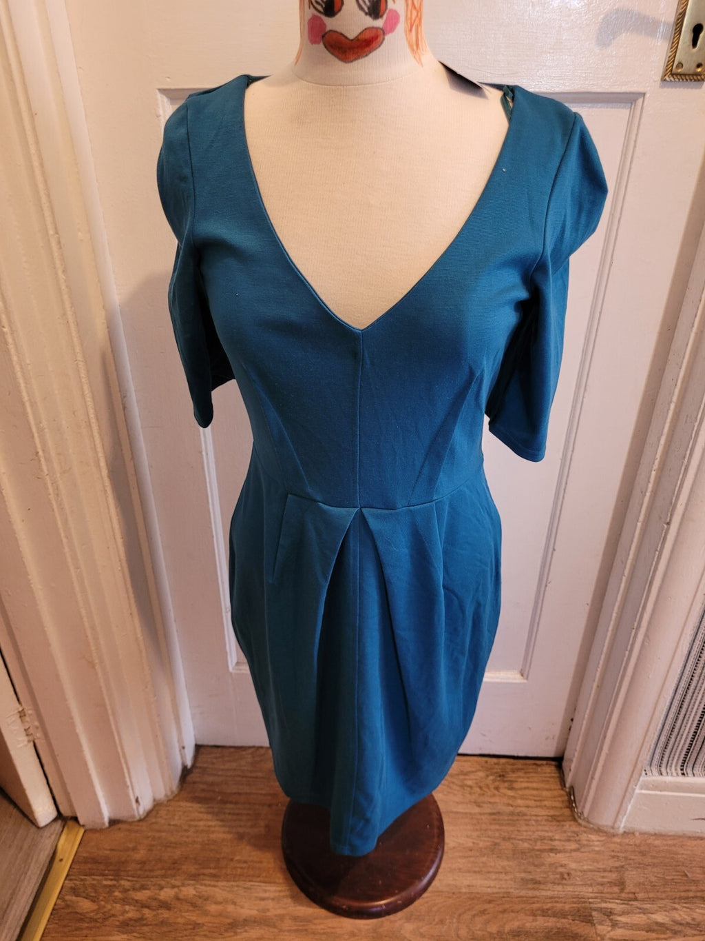 Brand New Ladies Closet Blu Size 14 Teal Short Sleeved Dress