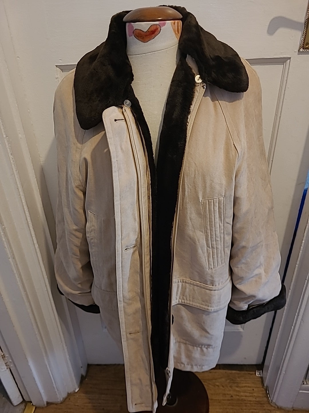 Ladies Ensign Size L/XL Beige Faux Fur Coat
