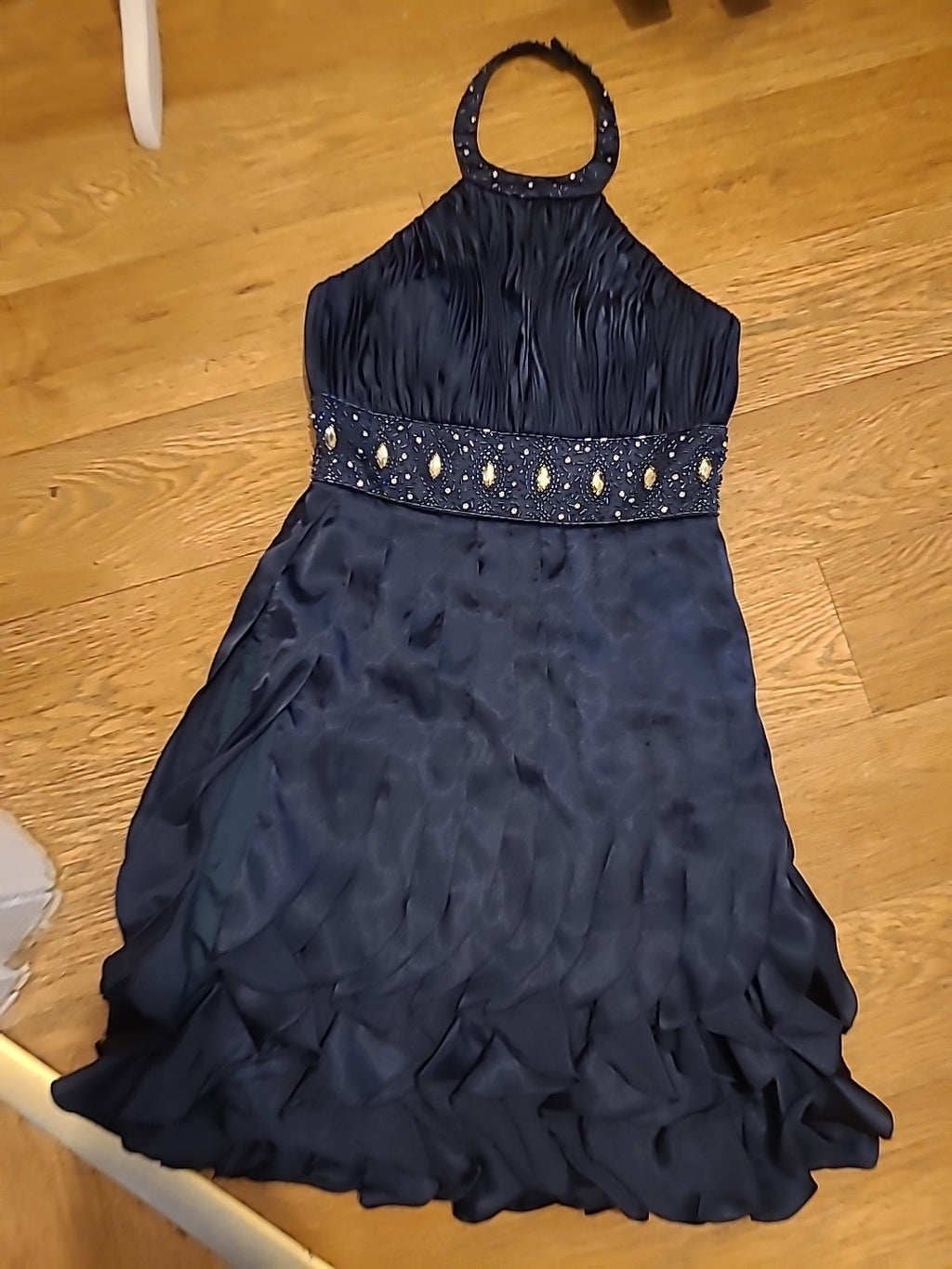 Ladies JS Boutique Size 8 Navy Cold Shoulder Strapless Dress