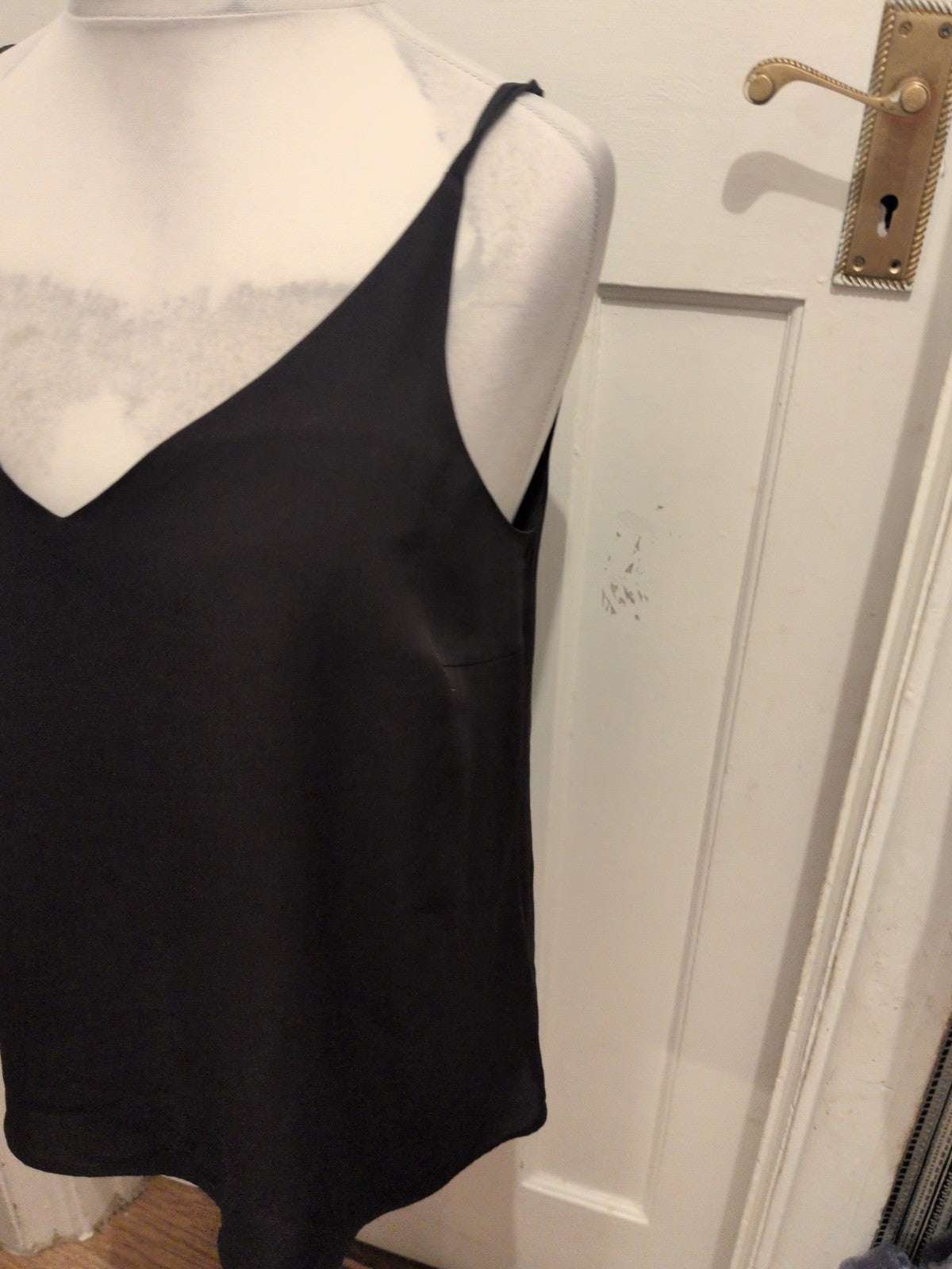 Papaya Woman 14 V Neck Black Sleeveless Slight See Through Blouse