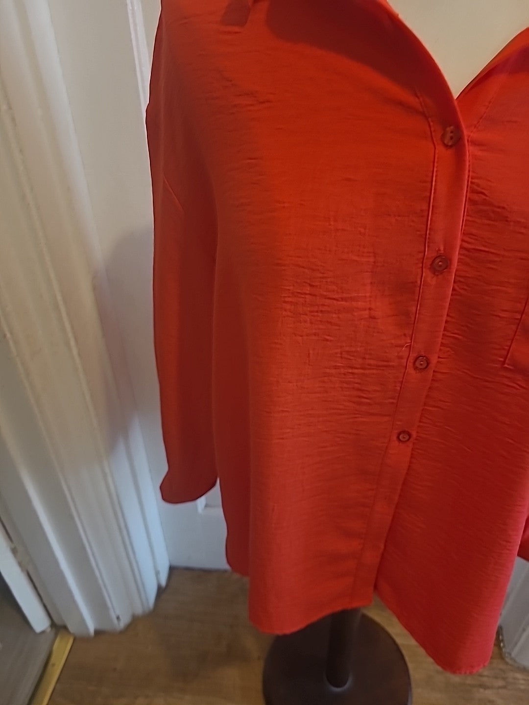 Ladies New Look Size 10 Red Long Sleeved Oversized Blouse