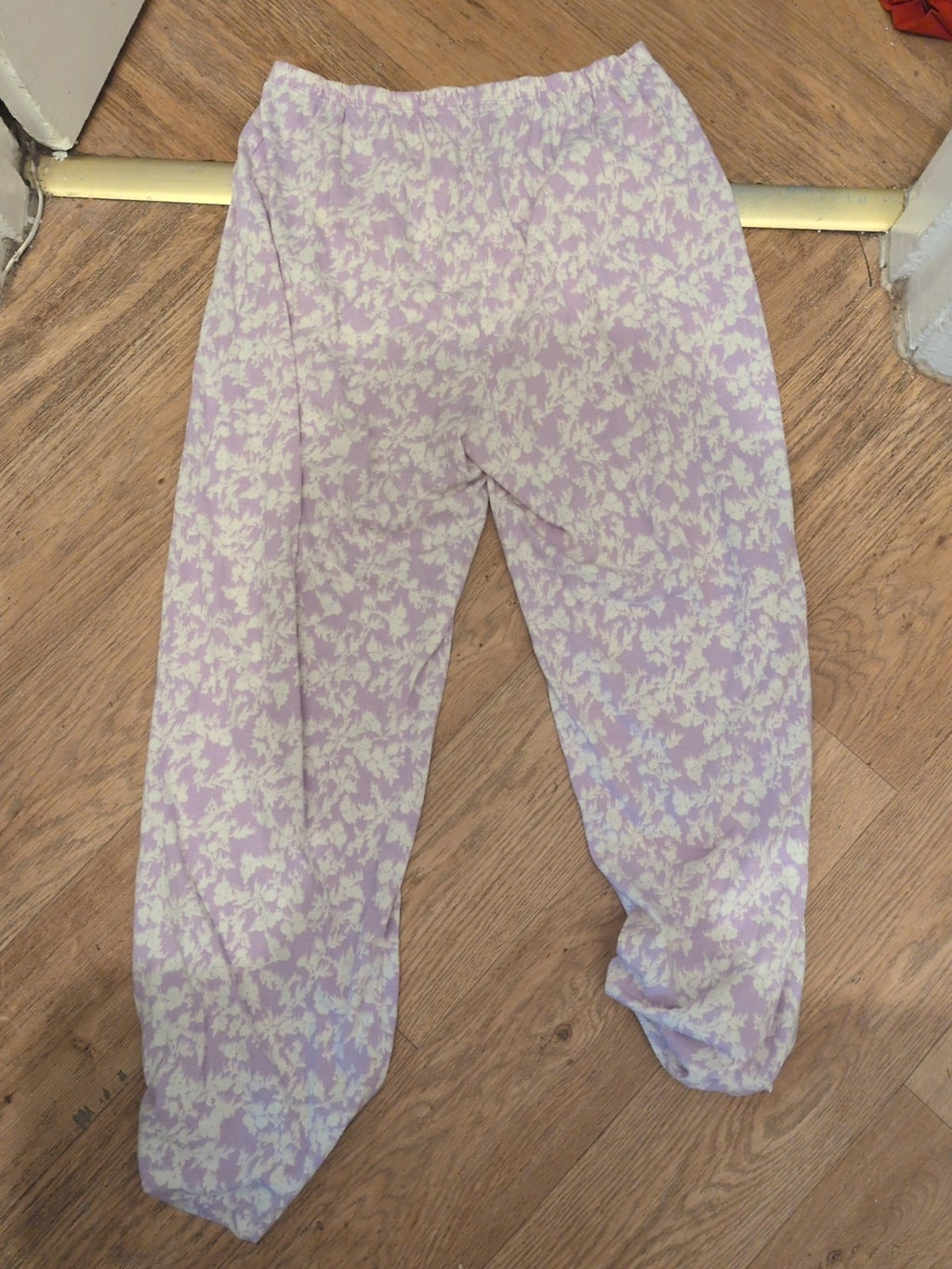 Medium Purple And White Patterned Elasticated Pyjama Bottoms