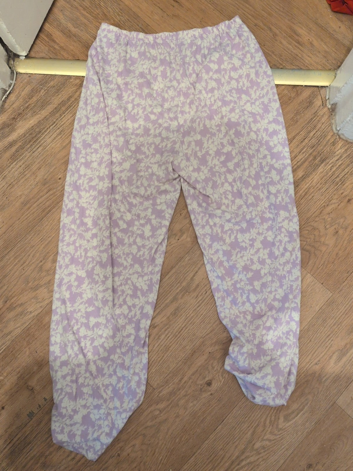 Medium Purple And White Patterned Elasticated Pyjama Bottoms