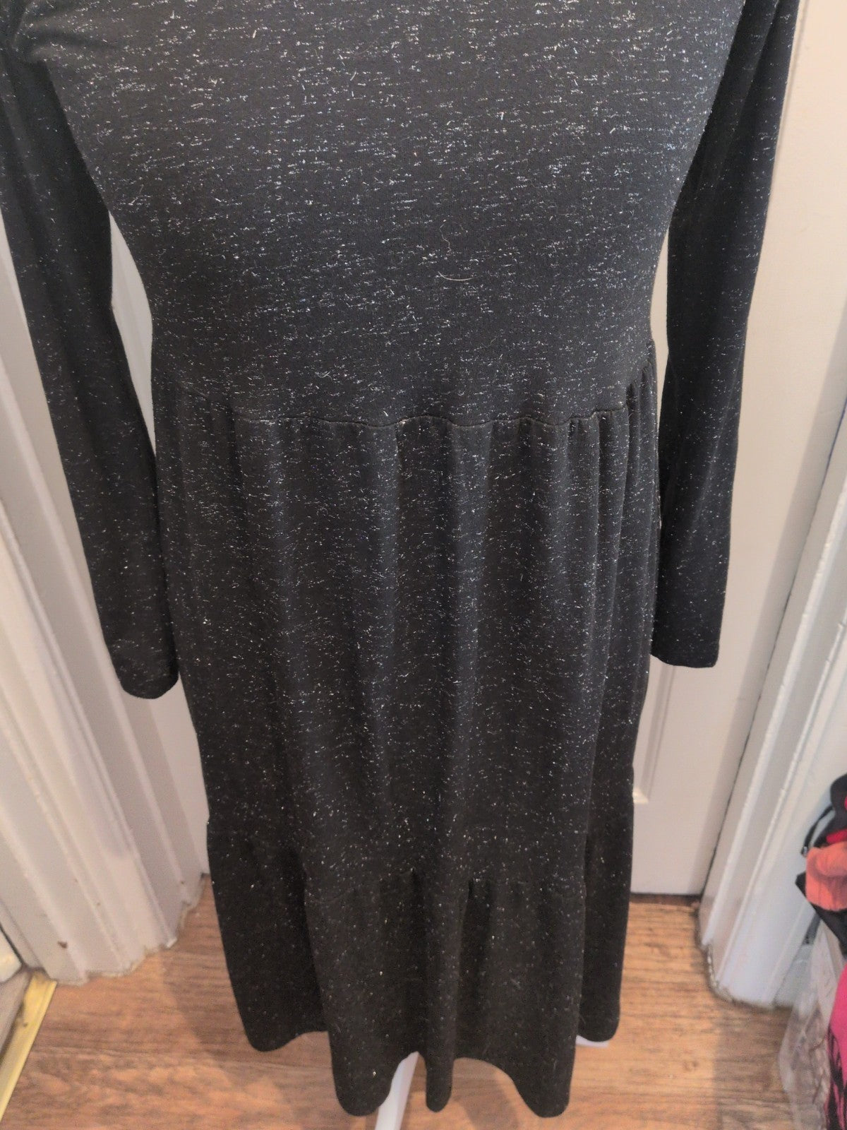 M&S Collection 10 Reg Black And Silver Long Sleeve Dress