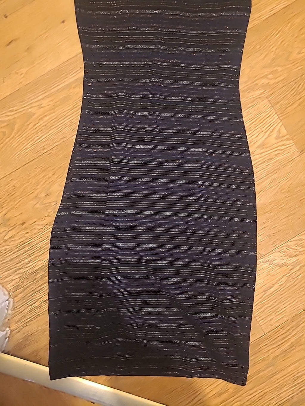 Ladies Marks And Spencer Size 8 Black With Glittery Striped Sleeveless Dress