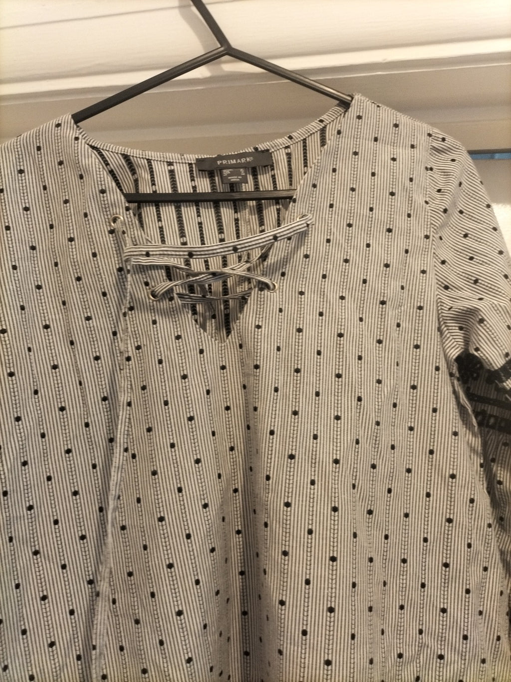 Ladies Primark Size 4 Black White Short Flute Sleeved Dress