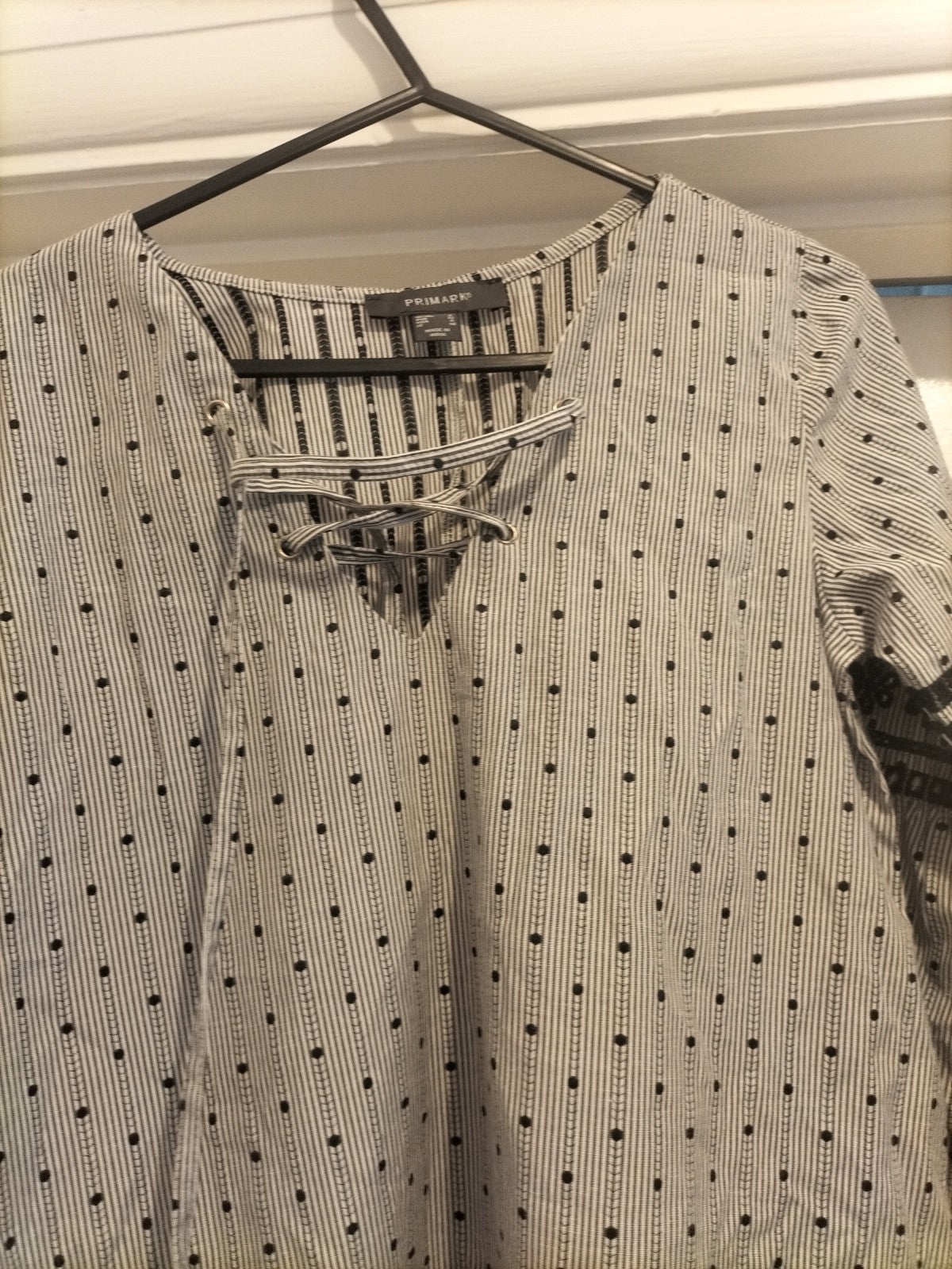 Ladies Primark Size 4 Black White Short Flute Sleeved Dress