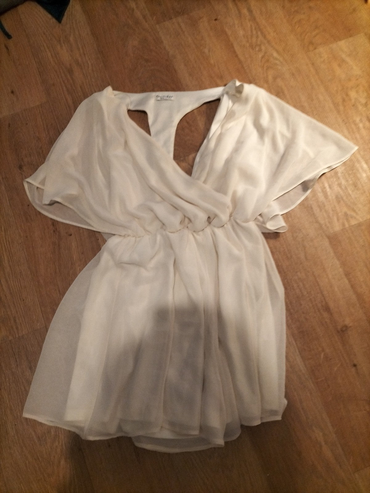 Ladies Miss Selfridge Size 8 Cream Lined Short Sleeve Playsuit