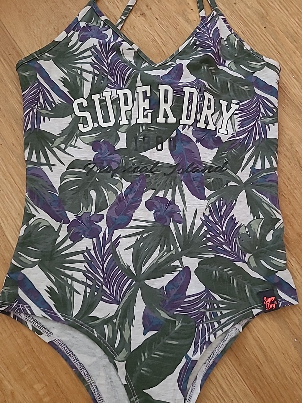 Ladies Superdry Size Small Green Purple Sleeveless Bodysuit