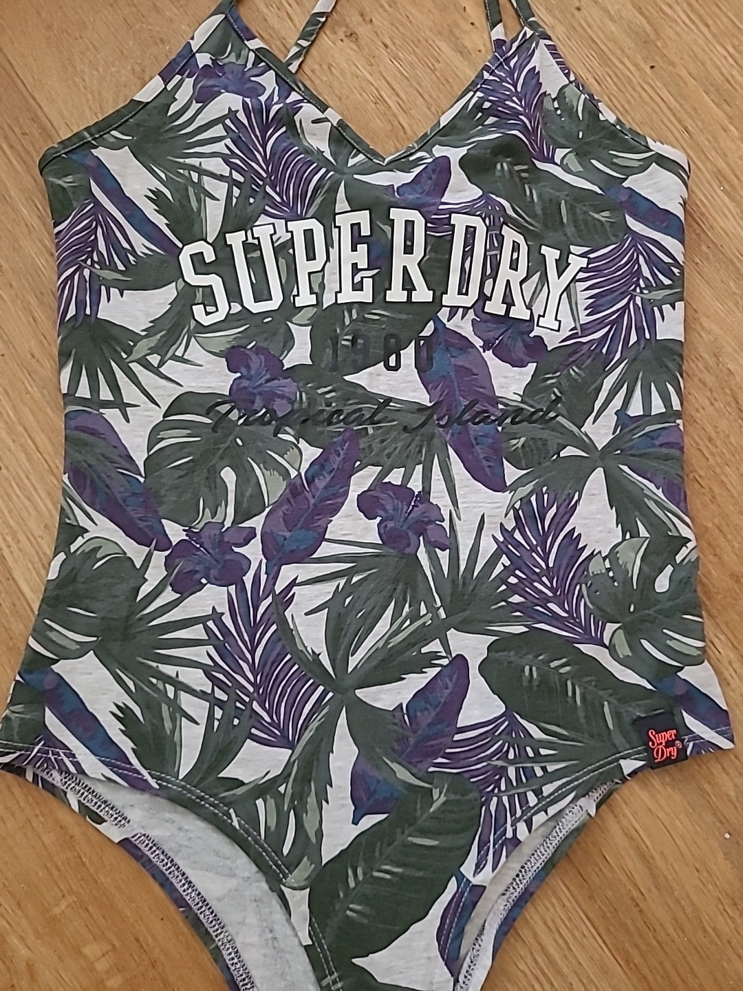 Ladies Superdry Size Small Green Purple Sleeveless Bodysuit