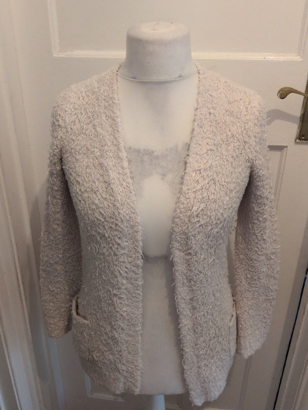 New Look Small White Fluffy Open Cardigan Long Sleeve