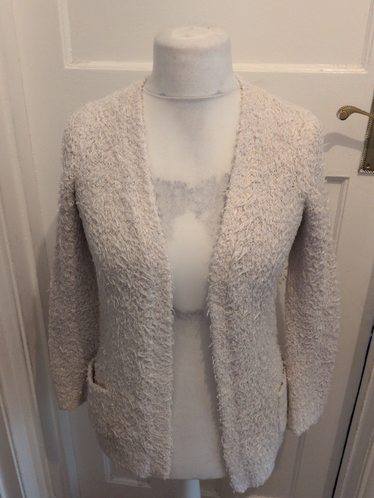 New Look Small White Fluffy Open Cardigan Long Sleeve