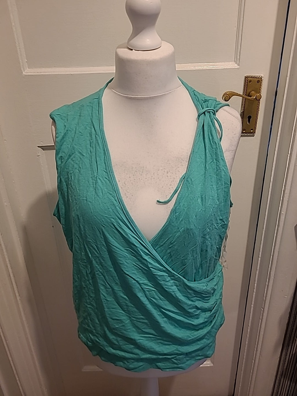 Ladies Size 26 Green V Neck Layered Sleeveless Top