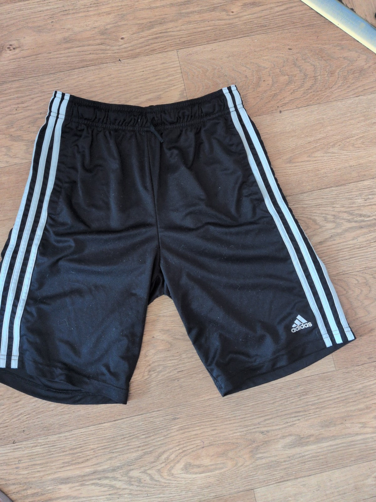 Adidas 13-14 Years Black With White Trim Elasticated Shorts