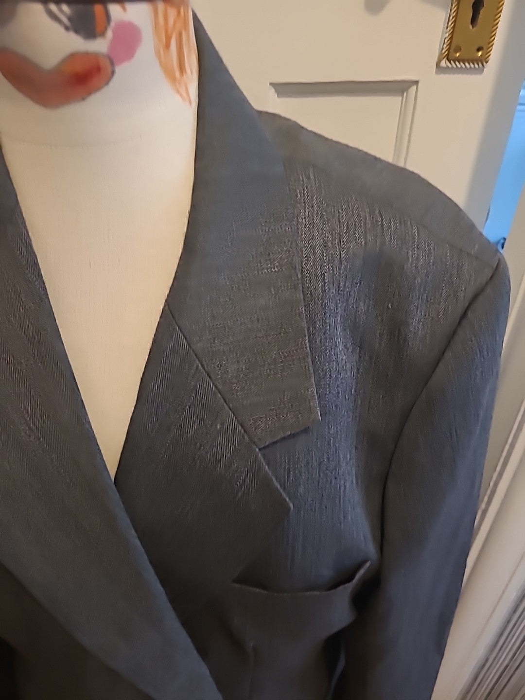 Mens Size Xl Grey Padded Lined Suit Jacket