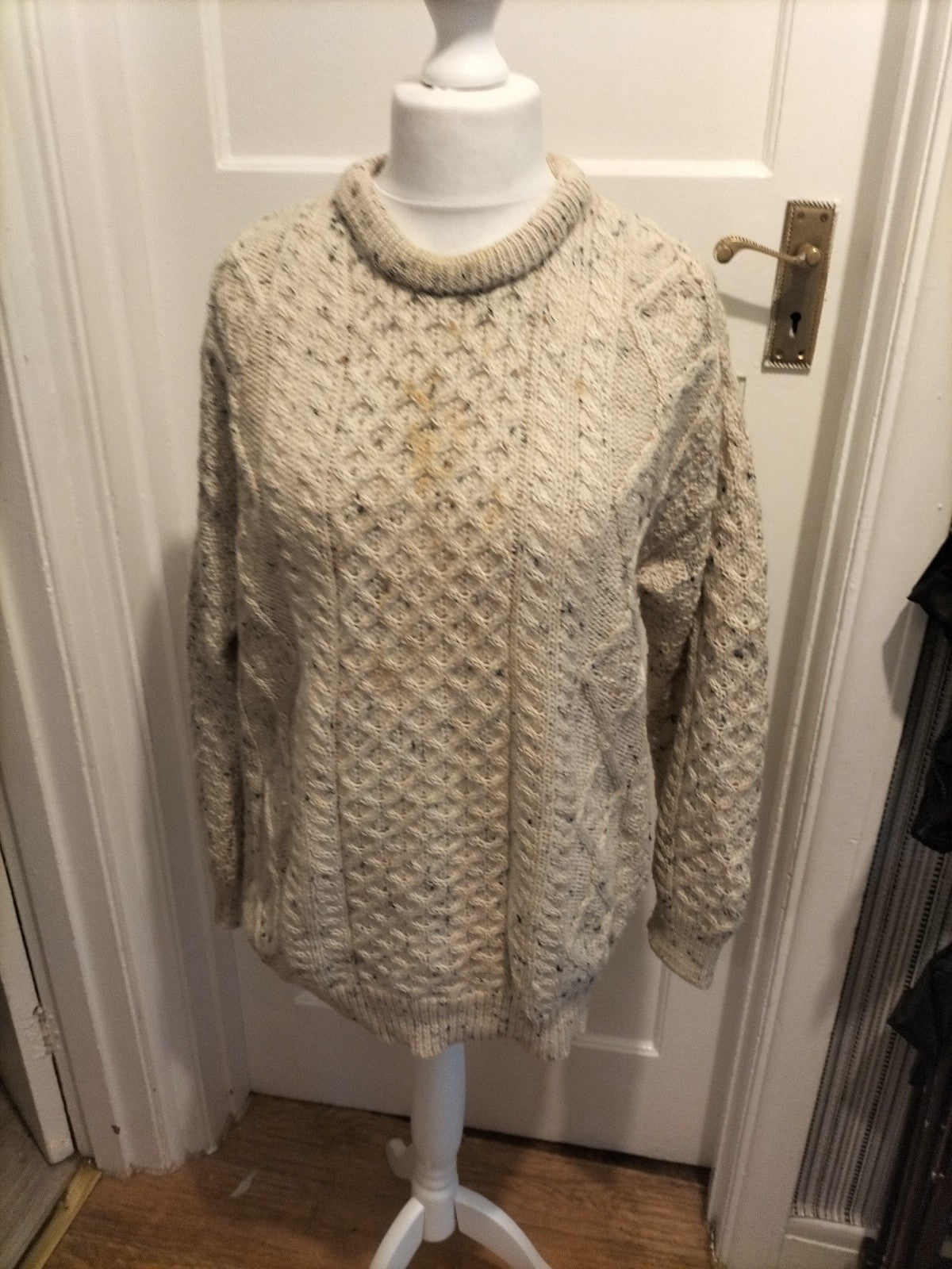 Mens Jumper Aran Crafts Wool Size XL