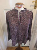 Ladies Primark Size 6 Brown Black Crinkle Long Sleeved Blouse
