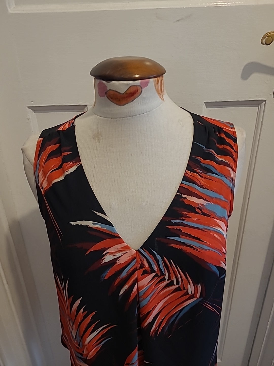 Ladies Next Size 10 Red/Black Sleeveless Blouse