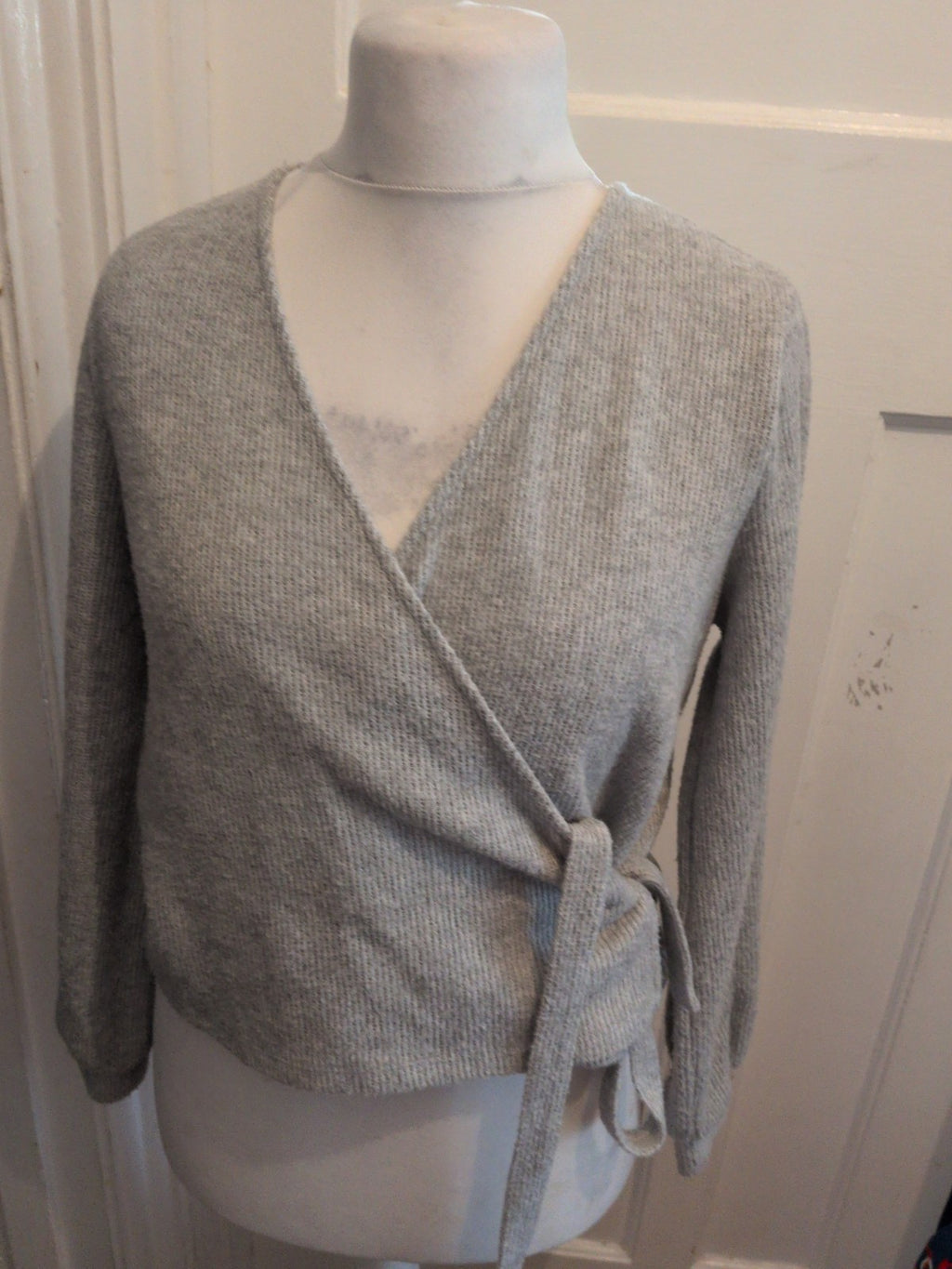 Ladies Vero Moda Medium Grey Long Sleeve Front Tie Jumper