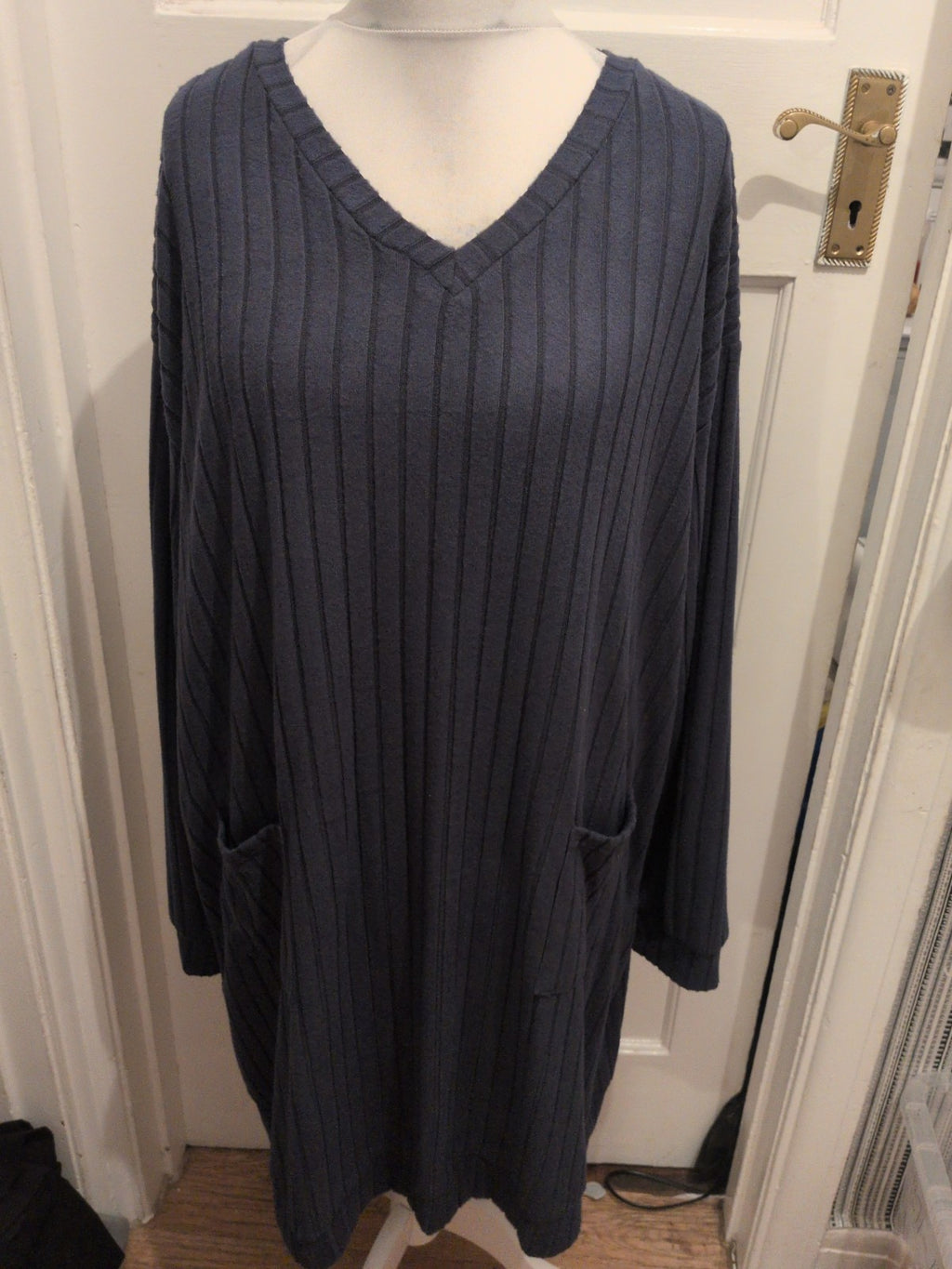 5XL Navy Long Sleeve Blouse